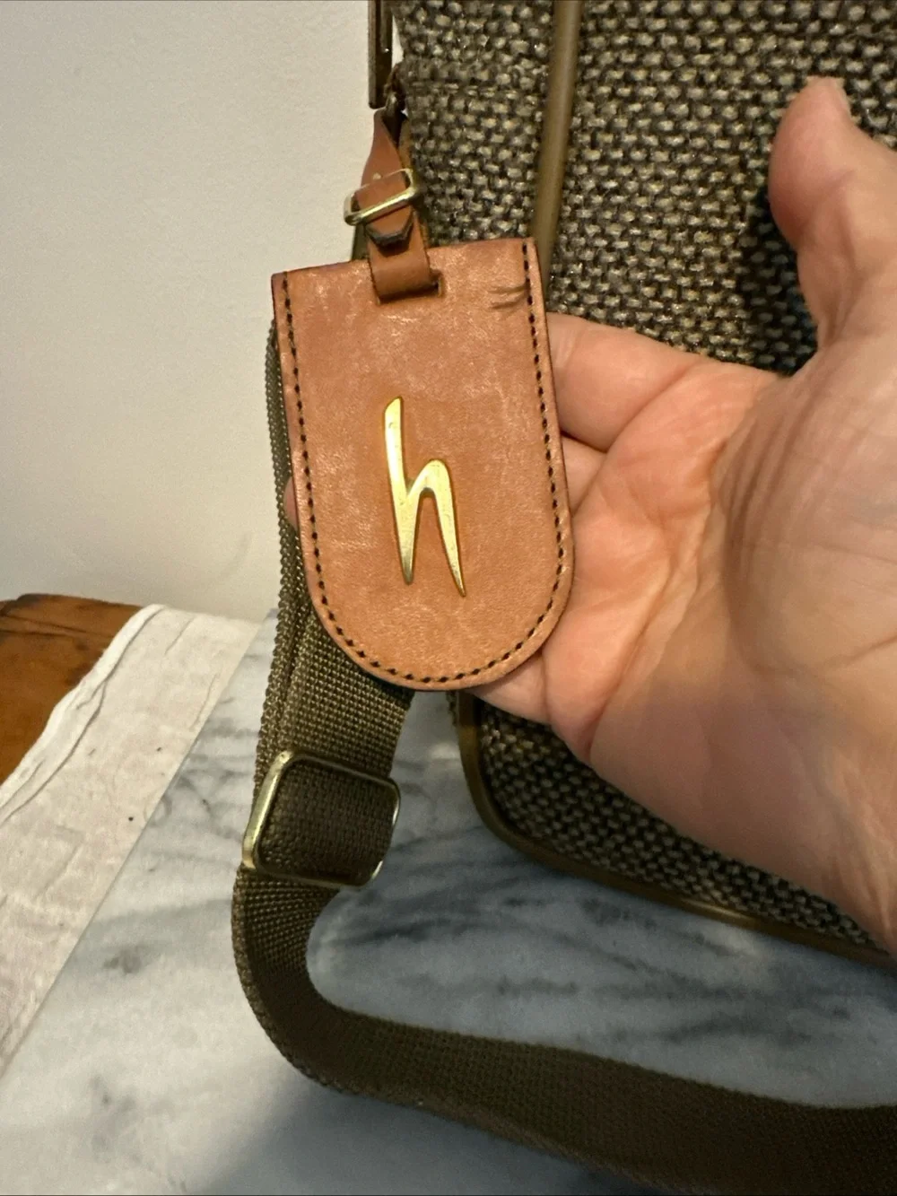 Hartmann Canvas twill Leather trim carry on travel bag with shoulder strap